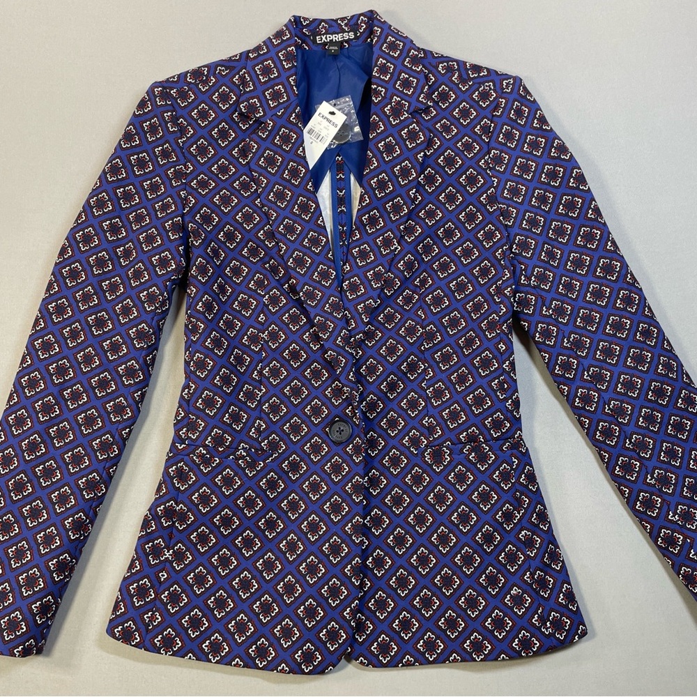NWT Express Fitted Patterned One-Button Blazer Ja… - image 6